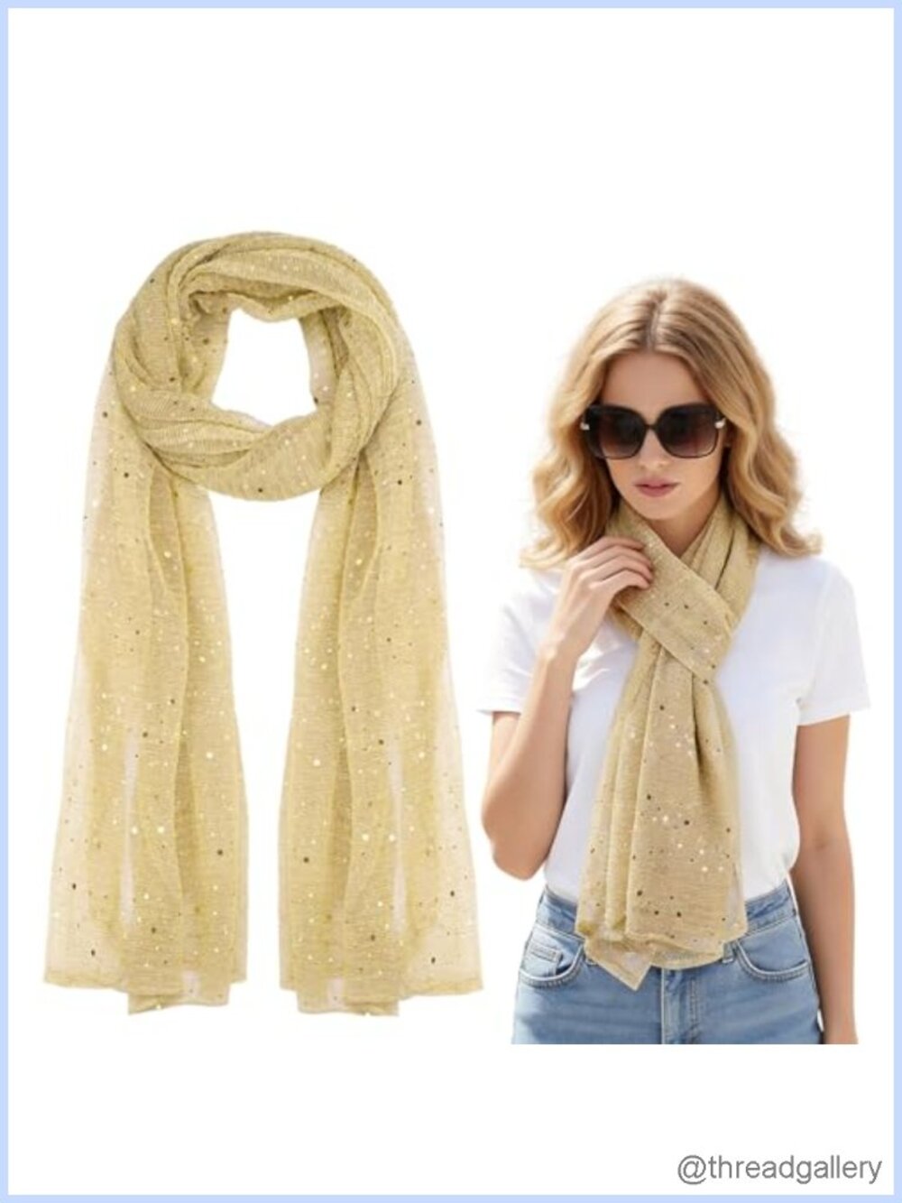 Sequined Sheer Mesh Scarf Wrap for Women Rave Festival Party Accessory